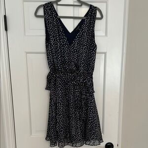Elegant Navy Polka Dot Dress
